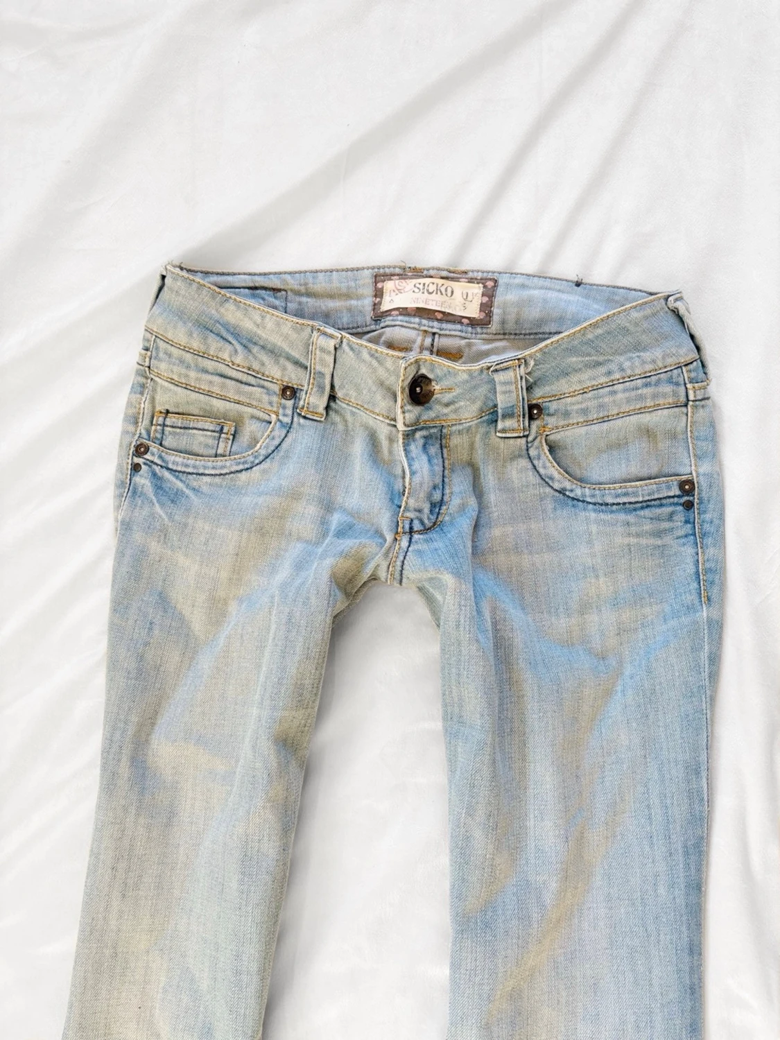 Vintage ljusblå superlågmidjade jeans - 1