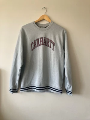 Grå tröja från Carhartt 🩶 - Grå tröja från Carhartt i storlek M, med svarta ränder längst ner på tröjan och längst ner på ärmarna. Lite slitage vid kragen, ( inget som syns så väl men syns att den är andvänd)