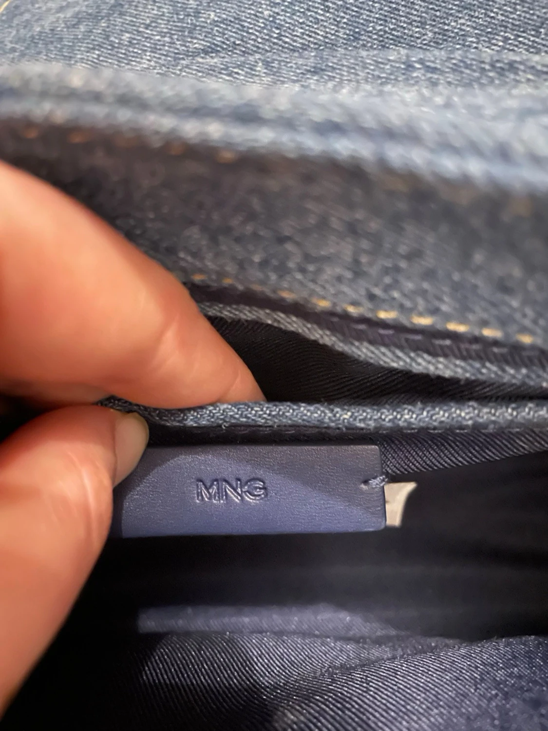 Jeansblå handväska med strassdetalj - 6
