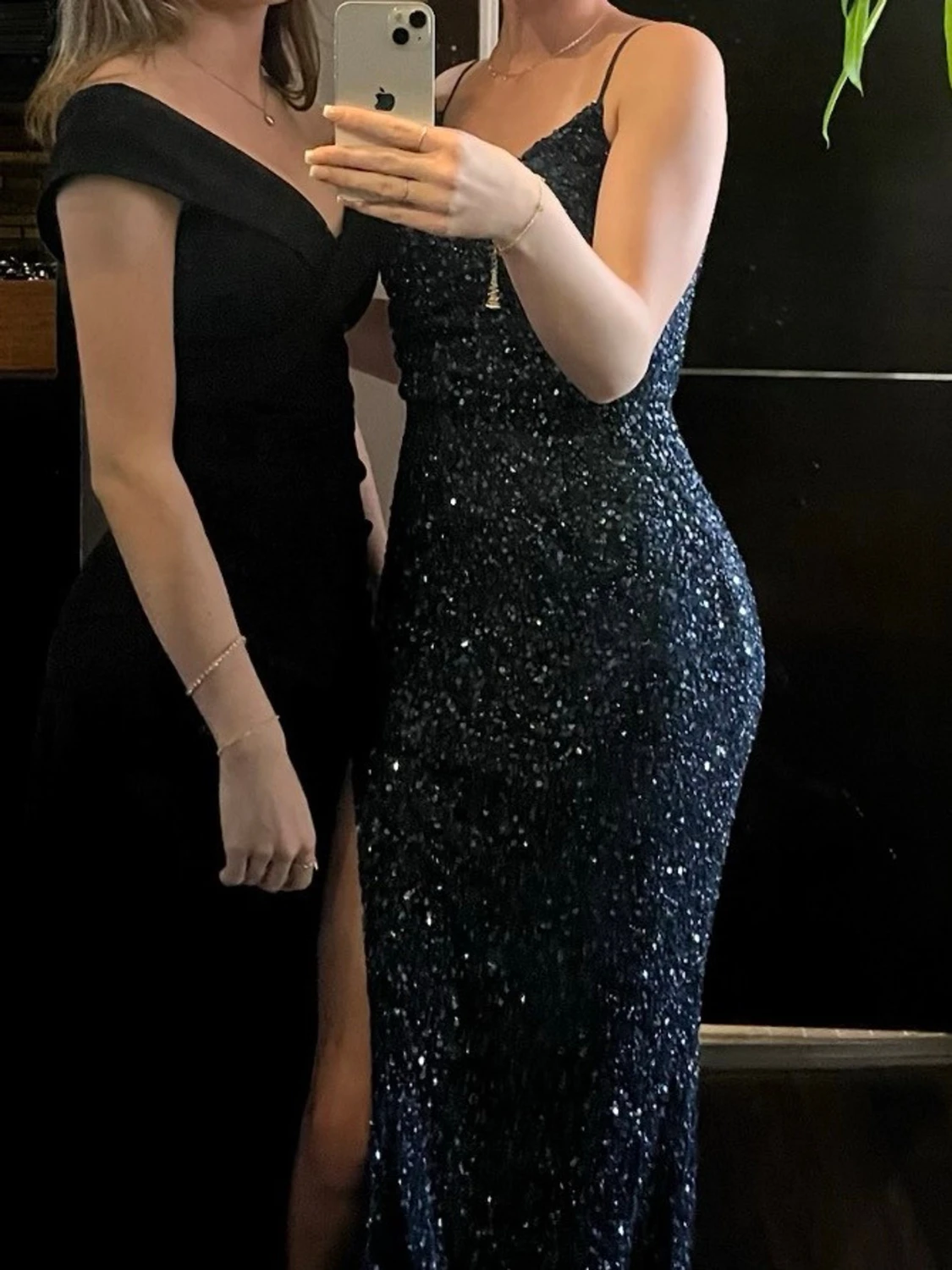 Mörkblå paljett långklänning - 3