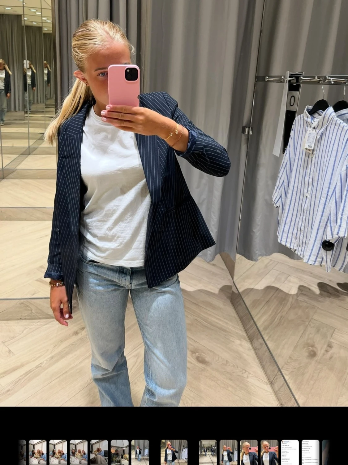 Mörkblå randig kavaj