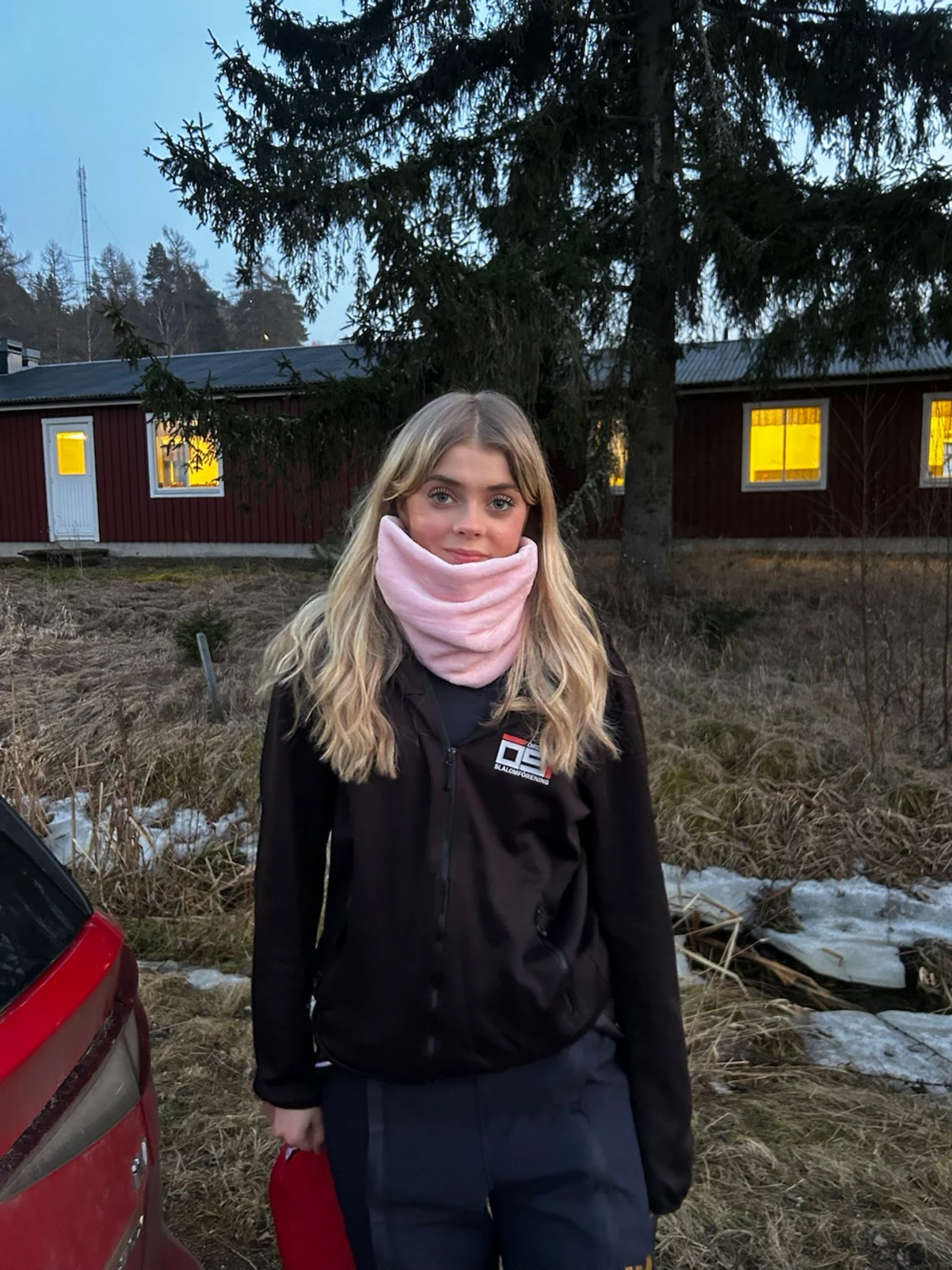 Ljusrosa Fleecebuff med reflex