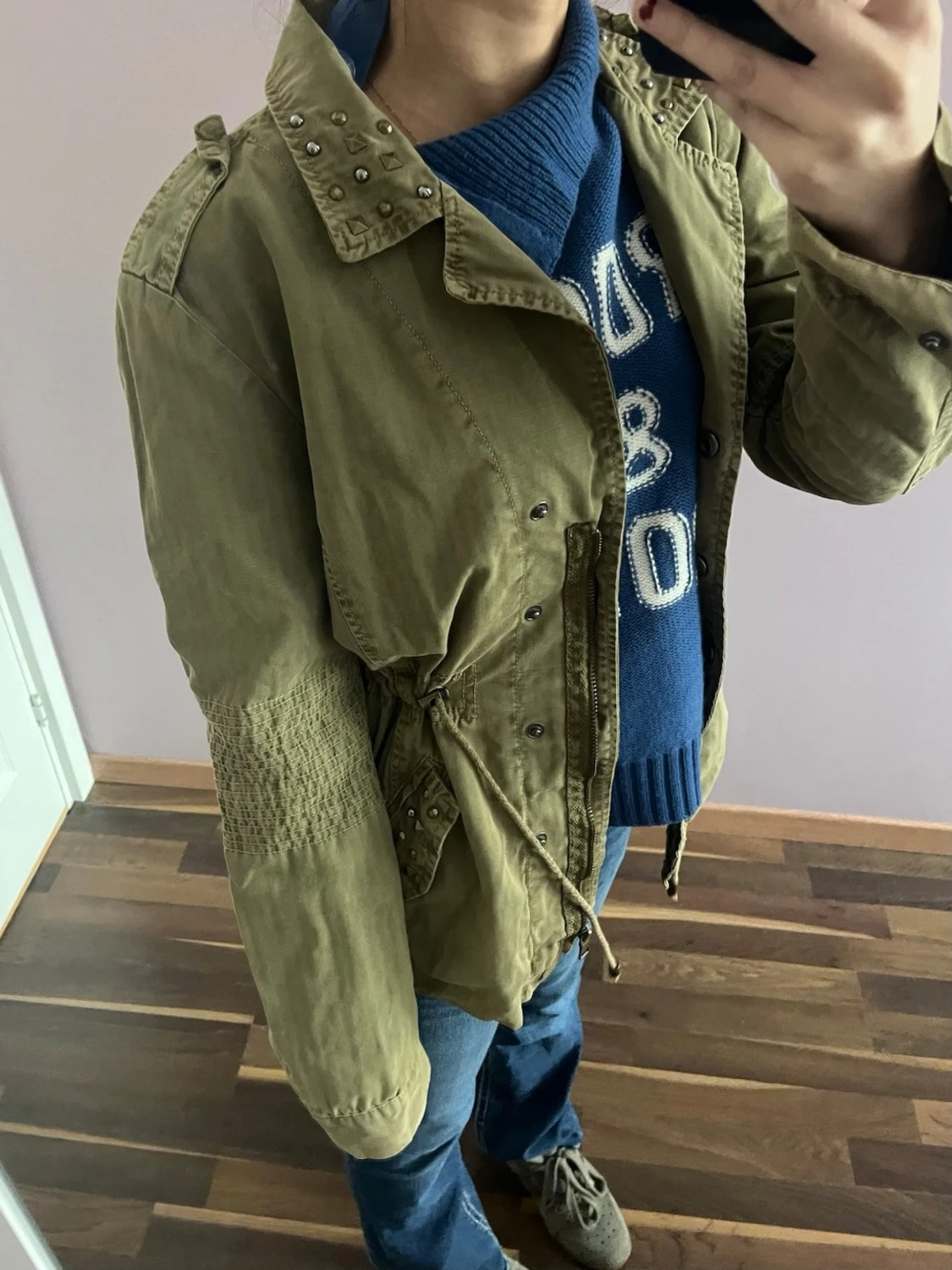 Grön utilityjacka med nitar  - 5