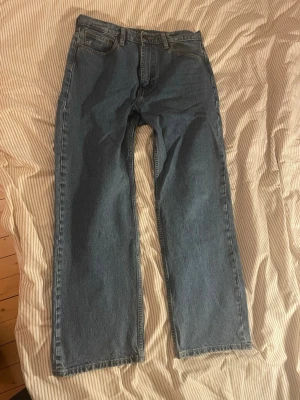 Blå raka jeans från Levi's - Klassiska blå jeans från Levi's med rak passform och fem fickor. Jeansen har normal midja och är tillverkade i denim av bomull. Perfekta för en avslappnad och tidlös stil.