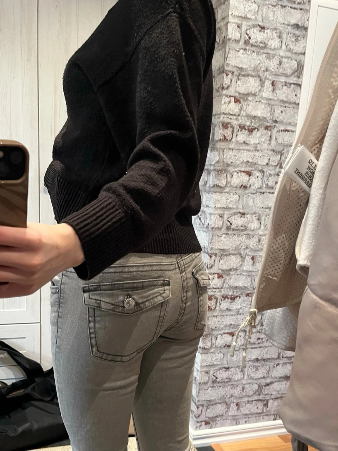 Gråa bootcut jeans med fickor - 1