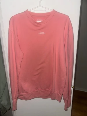 Rosa sweatshirt från Choose - Säljer en stilren rosa sweatshirt från Choose med trycket 'Choisir Aujourd'hui' på bröstet. Tröjan har rund halsringning, långa ärmar och ribbade muddar vid ärmslut och nederkant. Perfekt för en avslappnad och trendig look. Storlek S men sitter som en M