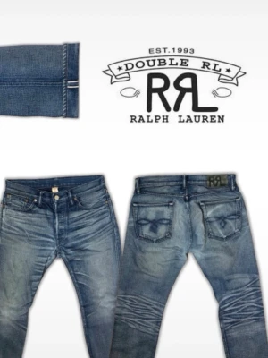 RRL Low Straight ”Black on Blue”  - Selvedge Denim - Selvedge jeans från Ralph Lauren Double RL, mycket fint fadeade med phone fades och kraftiga honeycombs!             Midja: 41 Innerben: 71 Ytterben: 94 Benöppning 19,5
