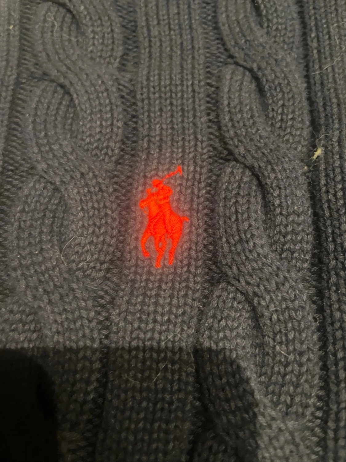 Mörkblå kabelstickad tröja Polo Ralph Lauren - 1