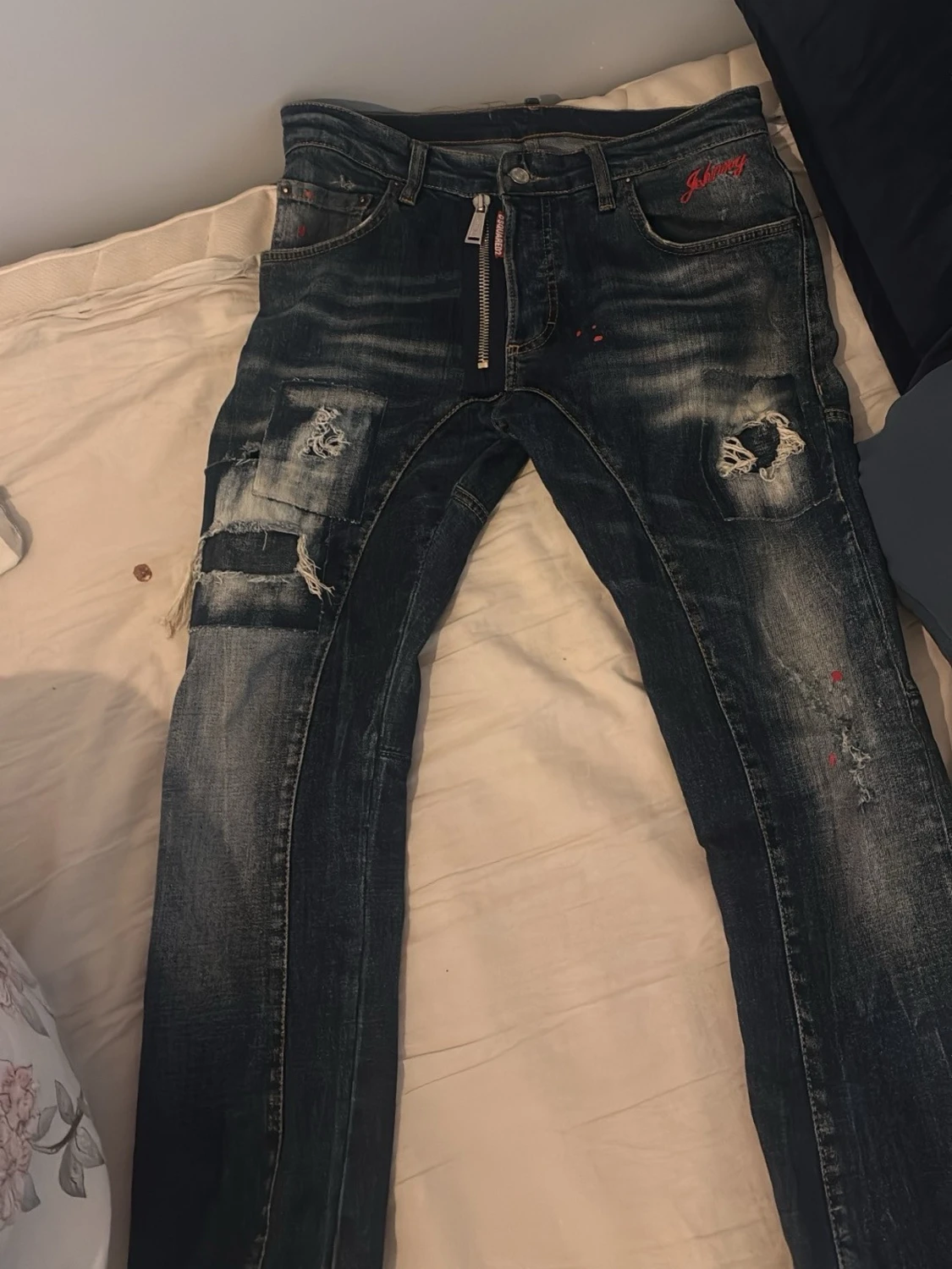 Dsquared2 slitna blå jeans herr