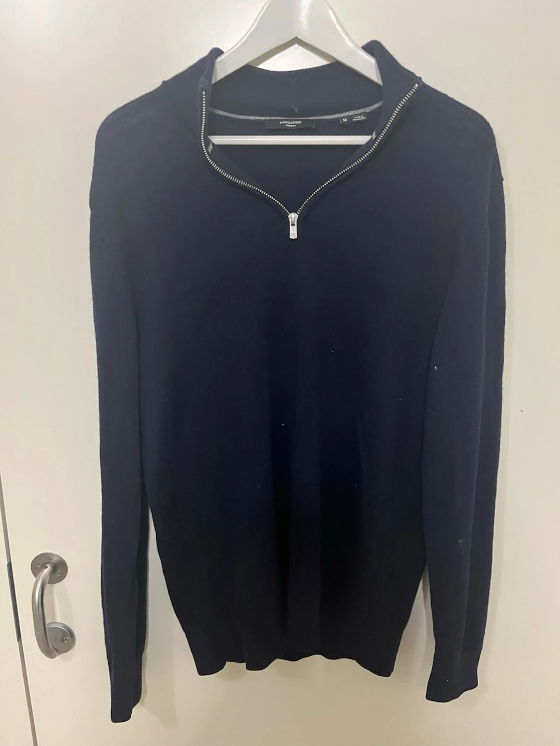 Mörkblå halvzip tröja från jack & jones