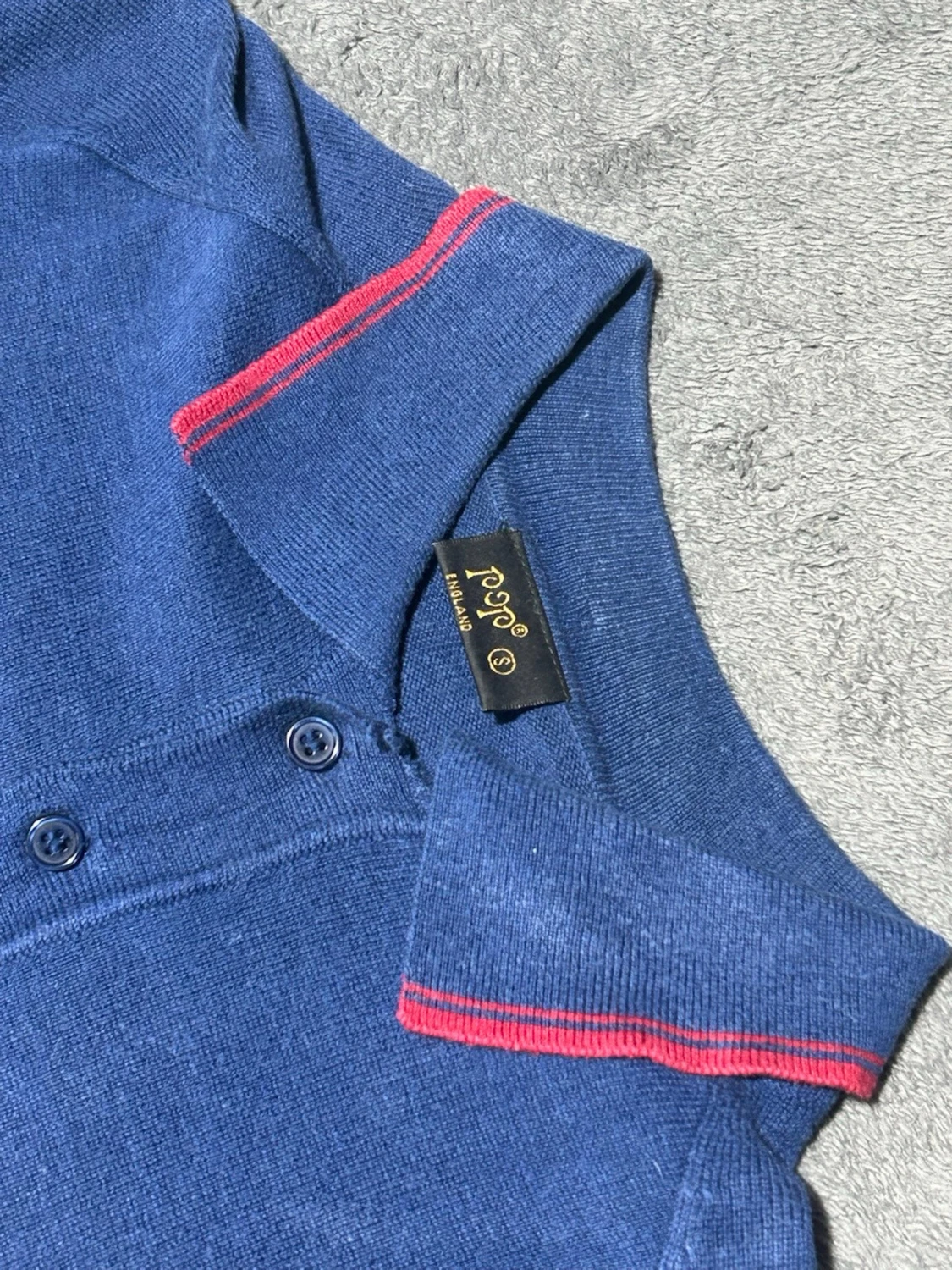 Pop England Knitted Polo Sweater – Blue – Size S - 1