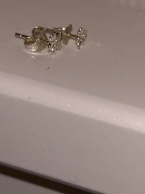 Söta blommiga örhängen i äkta silver - Örhängen i äkta silver ifrån glitter osäker på om bakdelarna är i äkta silver men jag tror det. I fint skick och sparsamt använda. 💕
