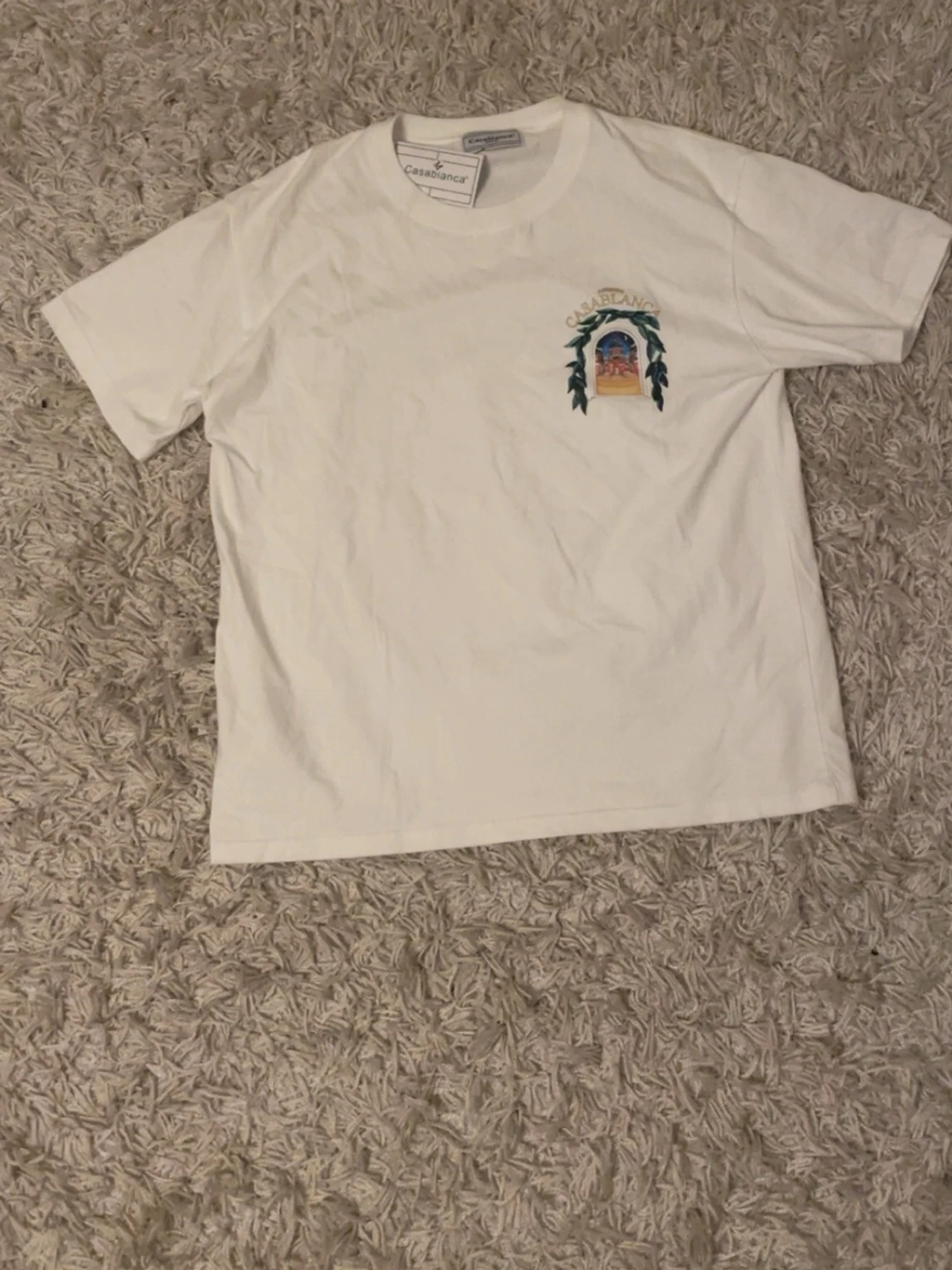 Vit Casablanca t-shirt med tryck