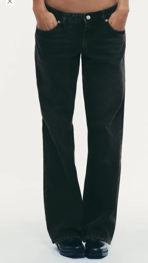 Baggy jeans lowwaist  - Säljer ett par svarta baggy/raka jeans med låg midja. Det är TRF modellen från Zara som är super trendiga just nu. Jeansen har klassisk femficksdesign och stängs med knapp och dragkedja. Perfekta för en avslappnad och trendig look. (Är bortrest så kan snicka bilder när jag är hemma om det skulle önskas)❤️
