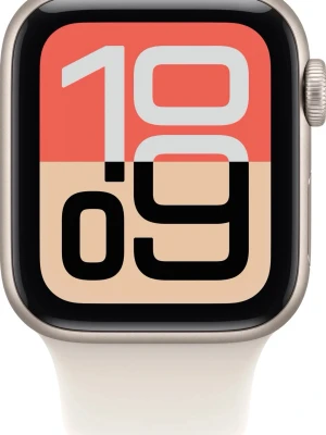 Apple Watch SE vit aluminium - Snygg Apple Watch SE med vit sportarmband och boett i aluminium. Klockan har en stor, färgstark rektangulär skärm med rundade hörn och digital krona på sidan. Perfekt för att hålla koll på notiser, träning och hälsa direkt på handleden.  ( säljer pga ingen användning inte min grej! Möts endast upp i Luleå! Skickas inte! 