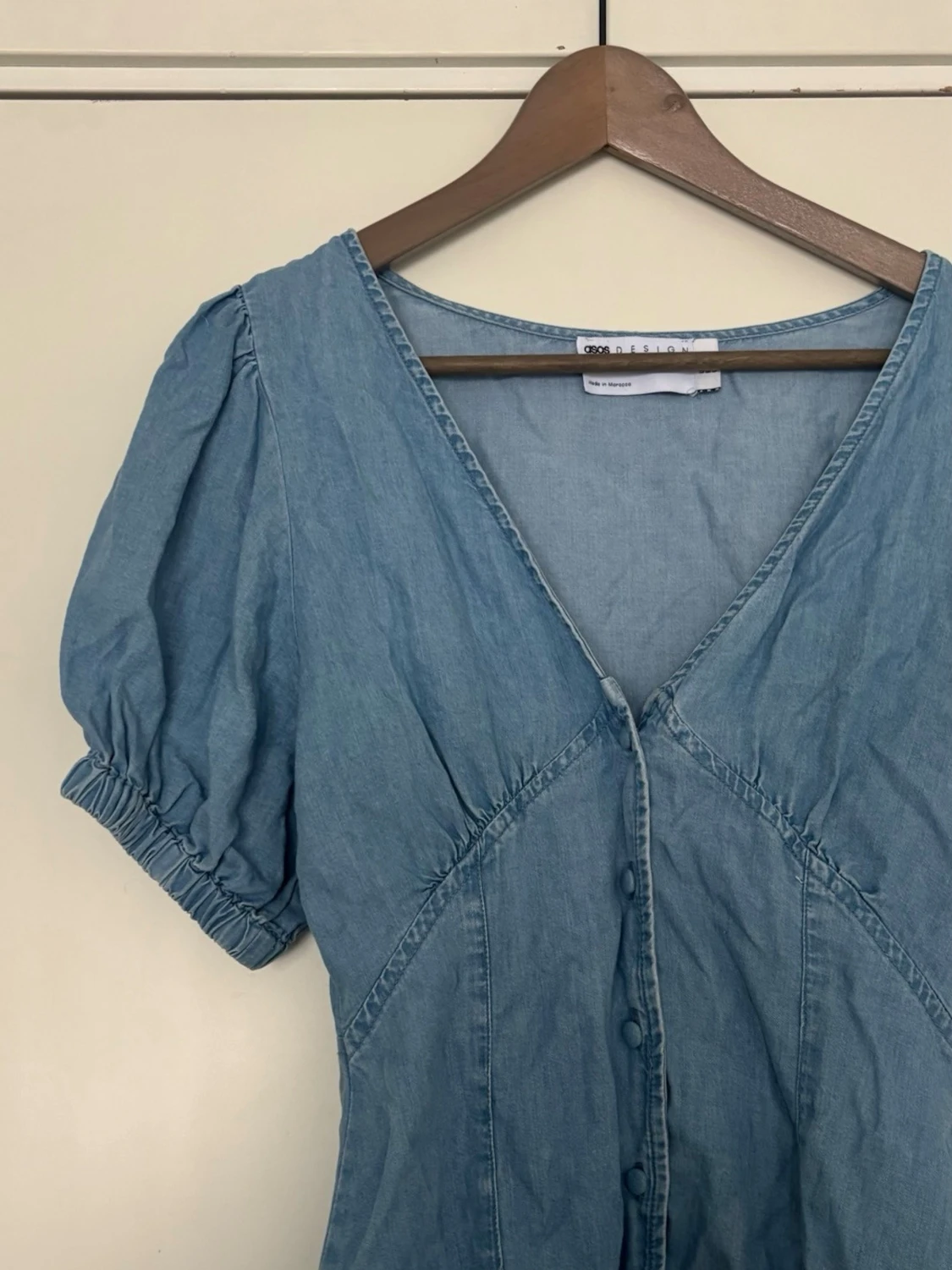 Blå kort jeansklänning Monki - 4