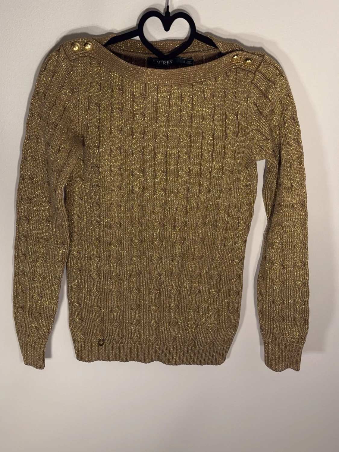 Guldig stickad tröja från Ralph Lauren