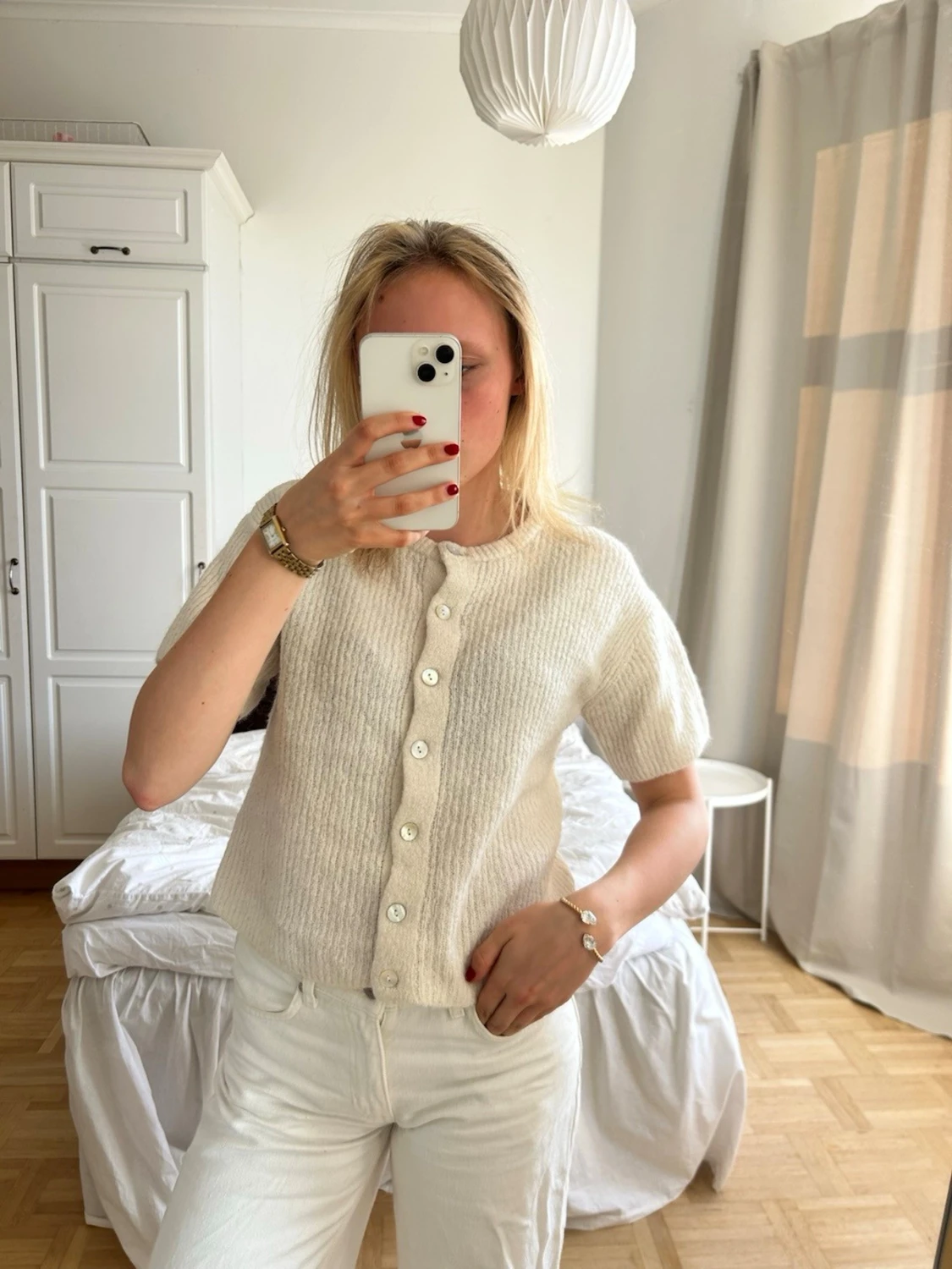 Vit kortärmad kofta med knappar💖💖 - 3