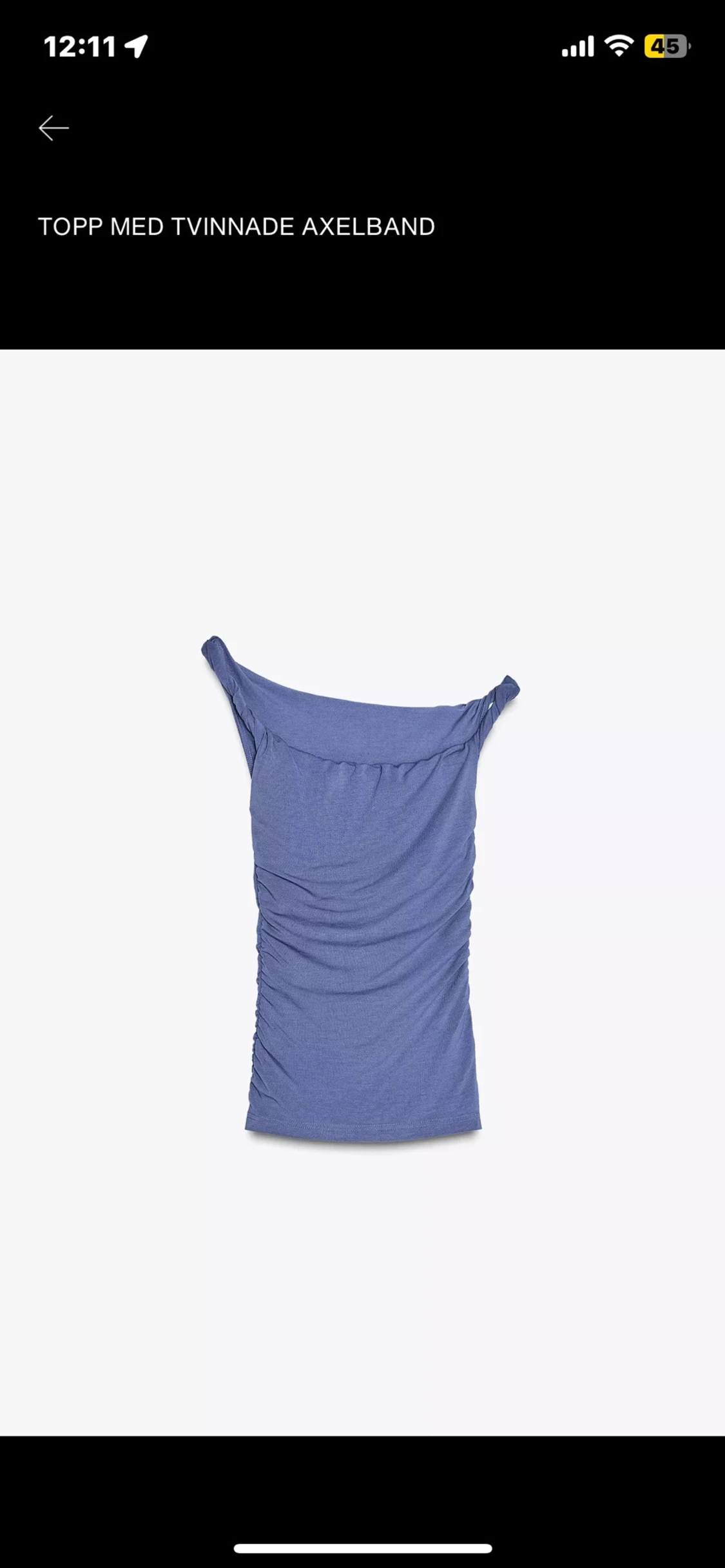 Blå topp med tvinnade axelband