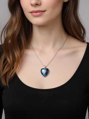 Halsband med svart katt hjärthänge - Halsband med svart katt hjärthänge. Glasöverdrag.Inkl. kedja. Berlock 3 cm× 2,3 cm.