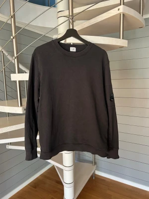Svart sweatshirt från C.P. Company - Säljer en svart sweatshirt från C.P. Company med rund halsringning och lång ärm. Tröjan har en ikonisk linsdetalj på ena ärmen och ribbade muddar vid ärmslut och nederkant. Perfekt för en avslappnad och stilren look. Storlek M. Normal i storleken. 