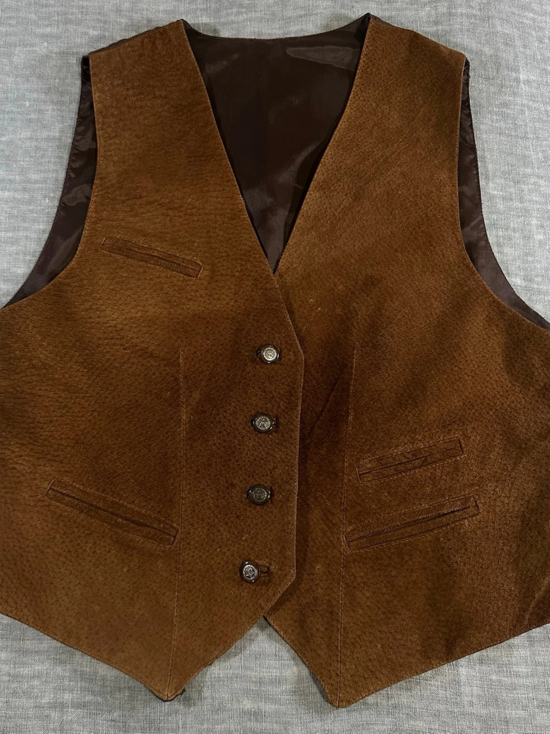 90s Western Leather Vest 🤎 Cowboycore Waistcoat Size S - 2