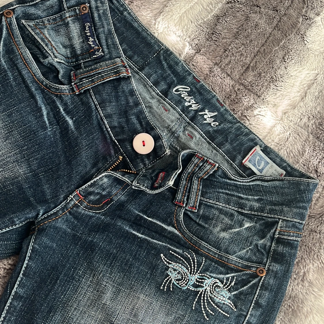 Blå jeans från Crazy Age med broderi - 1