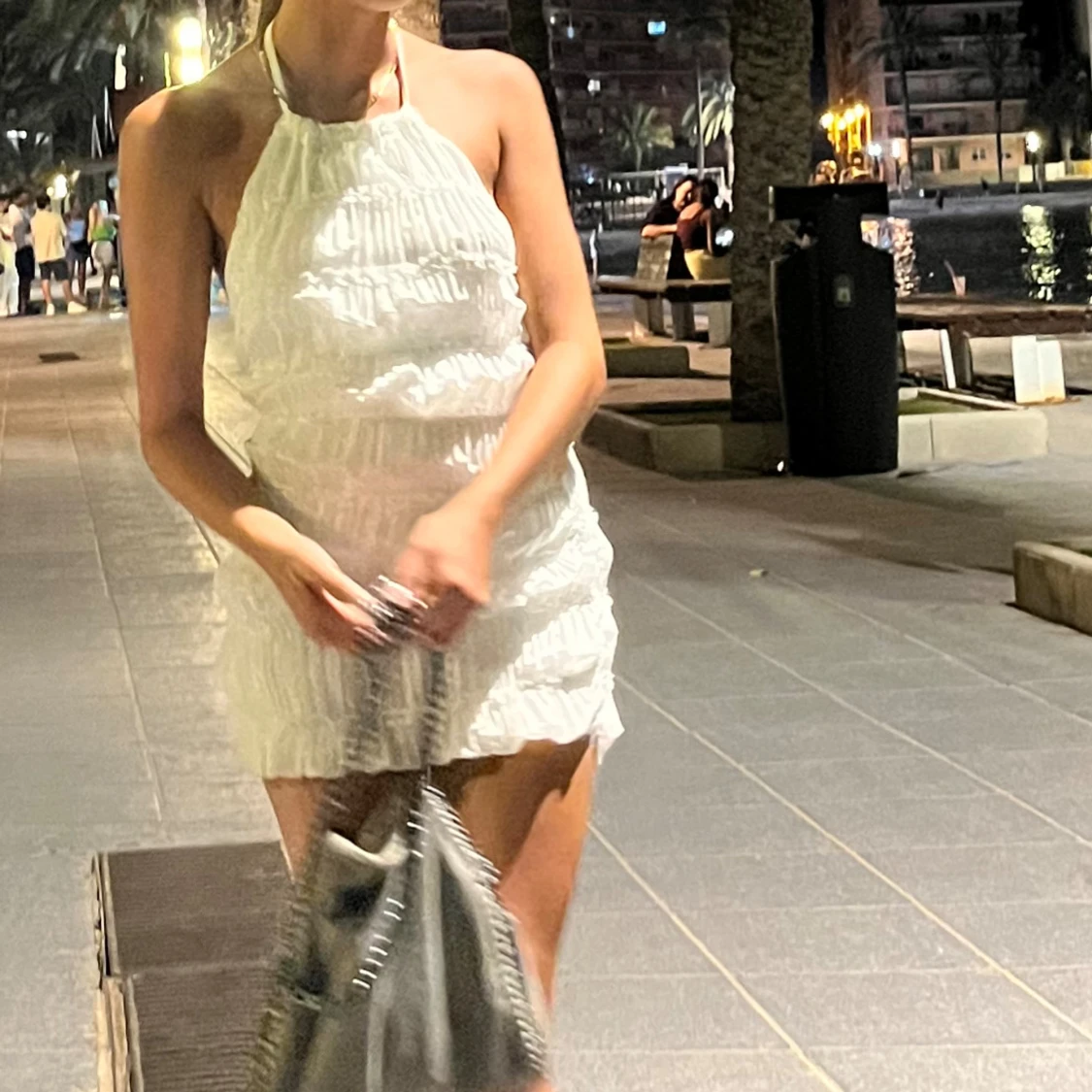 Vit rubbad klänning - 1