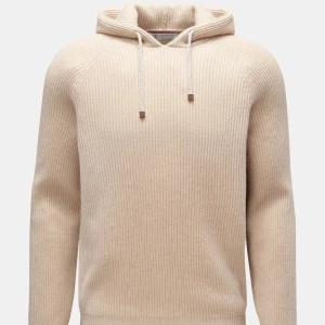 Brunello Cucinelli ribbed hoodie - Beige stickad hoodie från Brunello Cucinelli. Nypris ligger runt 14 000kr.