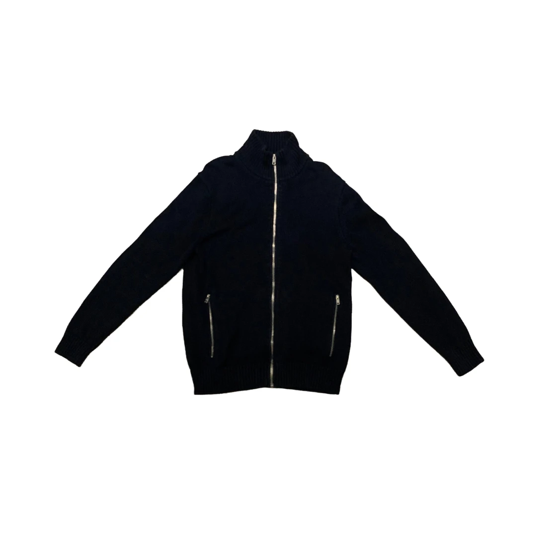 Mörkblå stickad kofta med dragkedja från Mango - 1