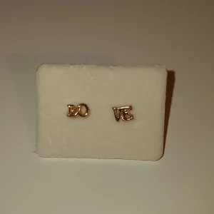 Guldiga LOVE örhängen - Små och söta örhängen i guld som tillsammans bildar ordet LOVE. Har ALDRIG! Används💕