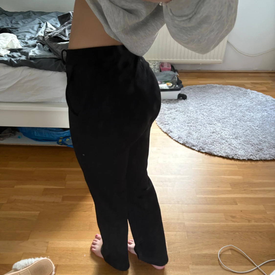 Svarta kostymbyxor med rak passform - 1