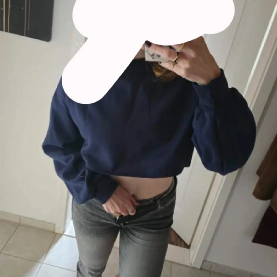 2 croppade sweatshirts grå & marinblå - 3