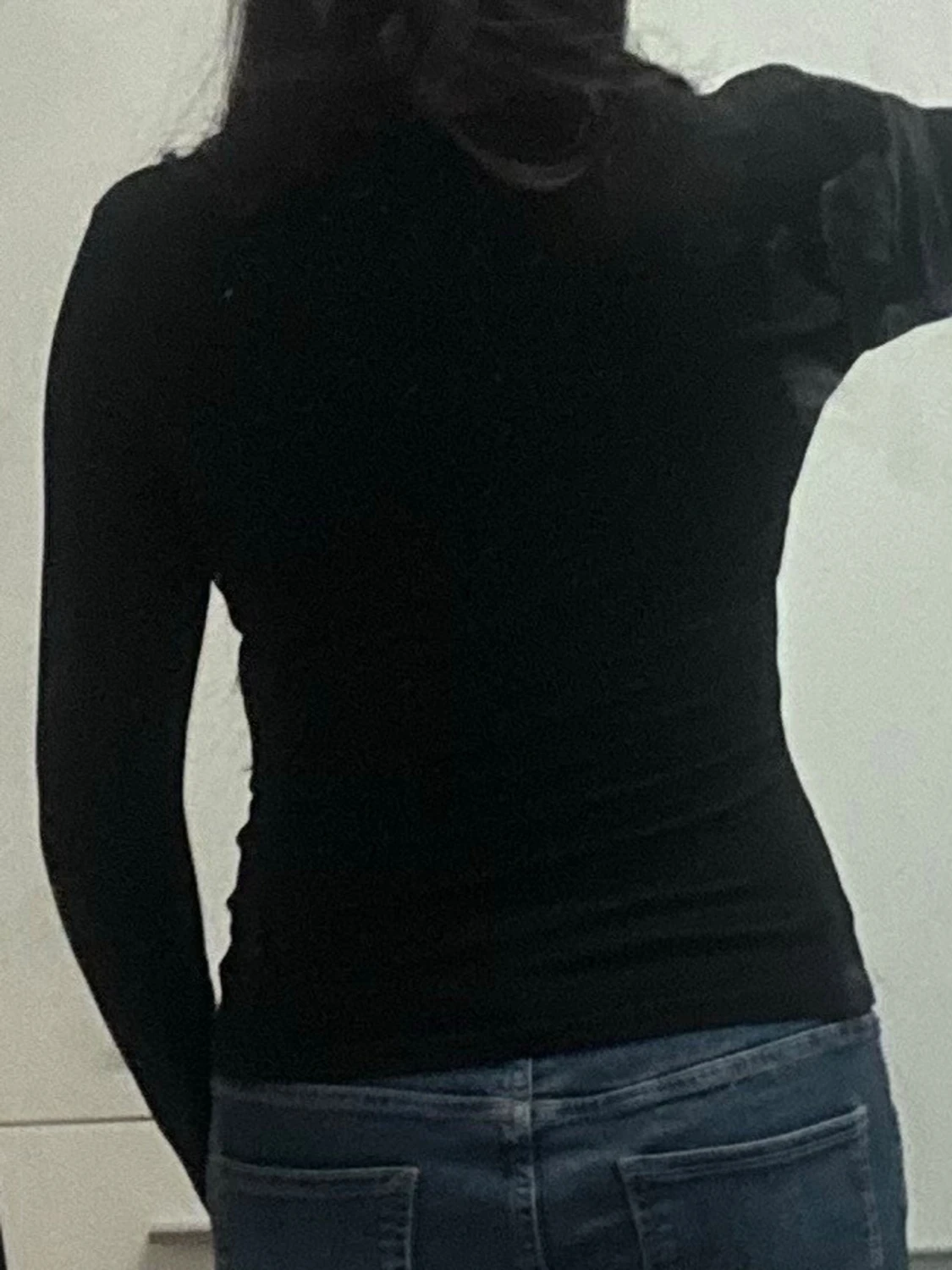 Svart långärmad topp i bomull - 3