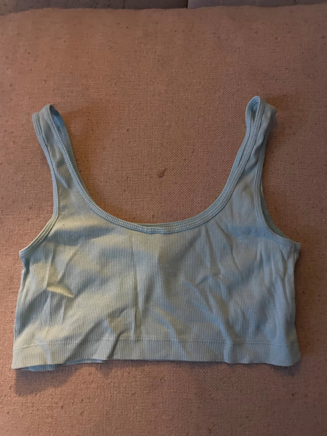 Ljusblå ribbad linnetopp - 1