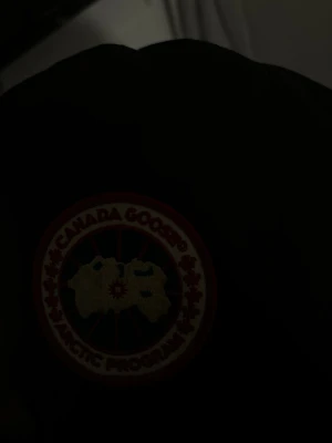 Svart Canada Goose parkas med päls - Säljer en svart parkas från Canada Goose med klassisk logga på ärmen och huva med snygg pälsdetalj. Jackan är designad för att klara kalla vinterdagar och har en stilren, lång siluett. Perfekt för dig som vill ha både värme och streetstyle.