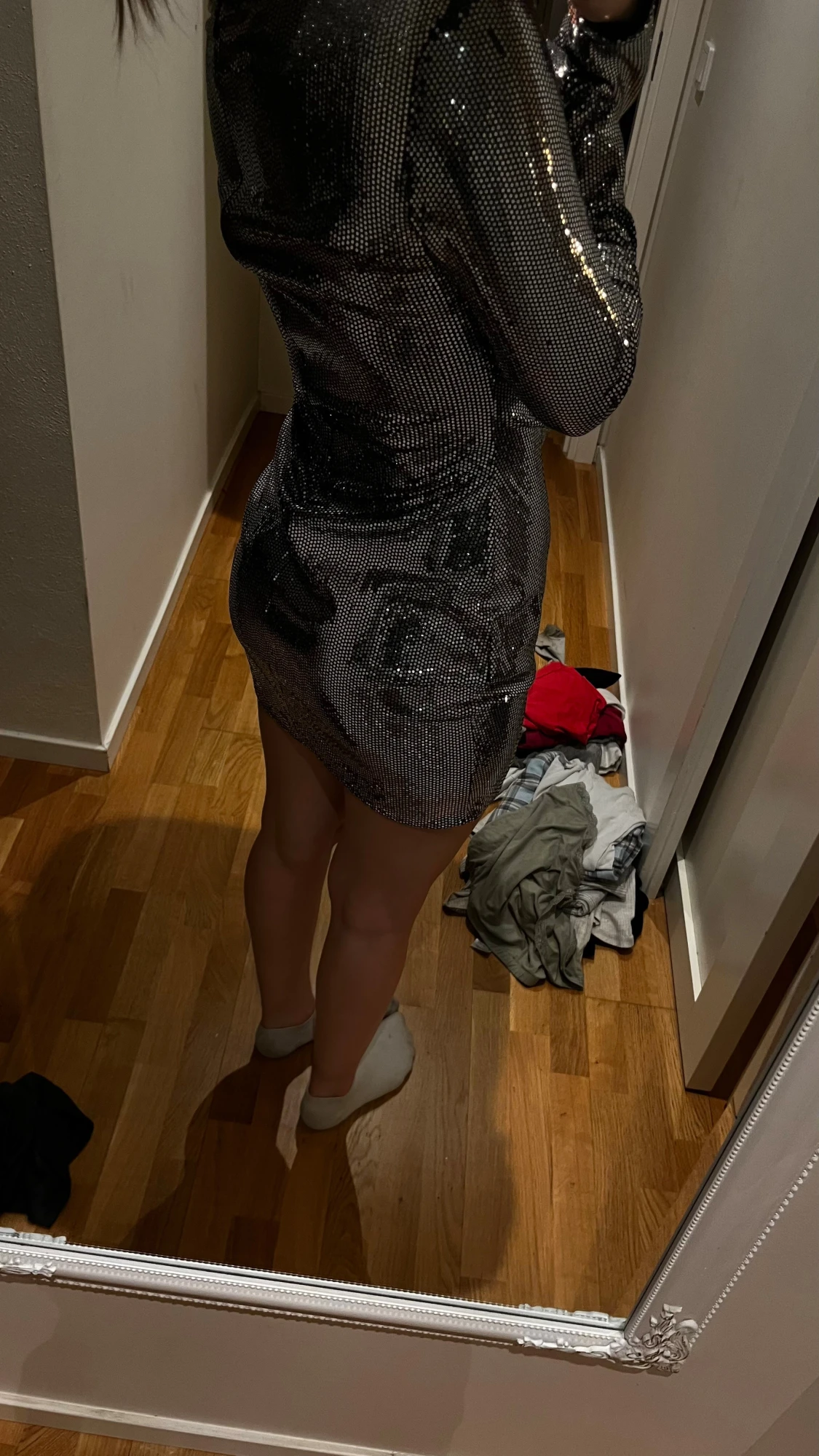 Glittrig silver kortklänning - 2