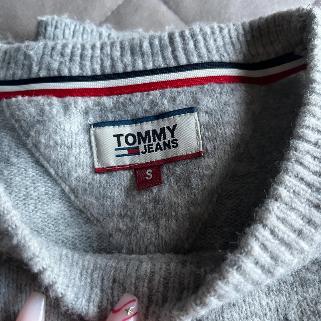 Ljusgrå stickad tröja Tommy Jeans S - 3