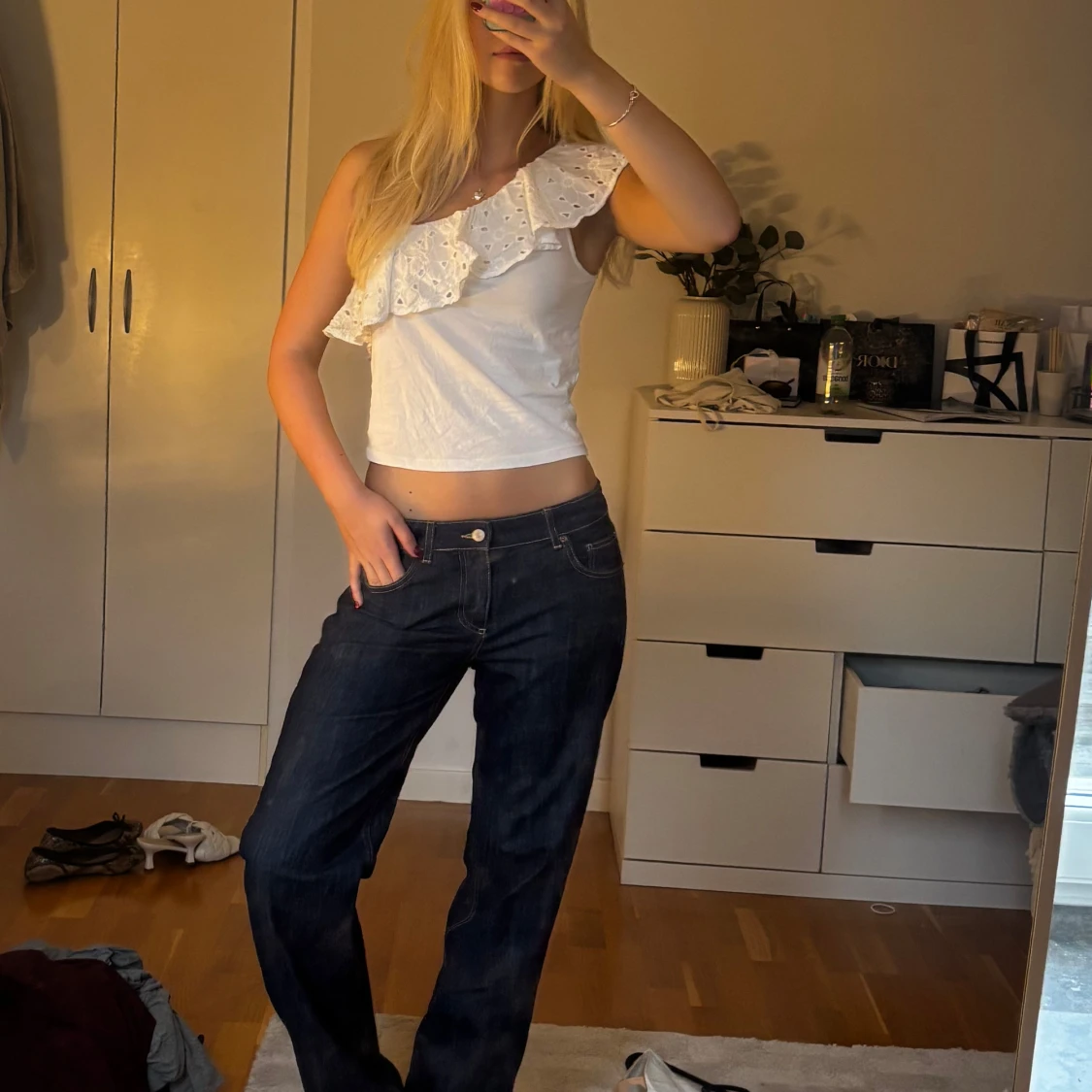 Vit ofshoulder topp Mango - 1