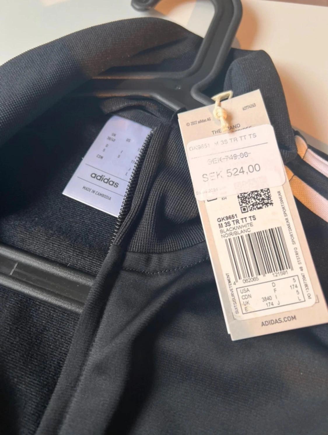 Svart Adidas track jacket med vita ränder - 2