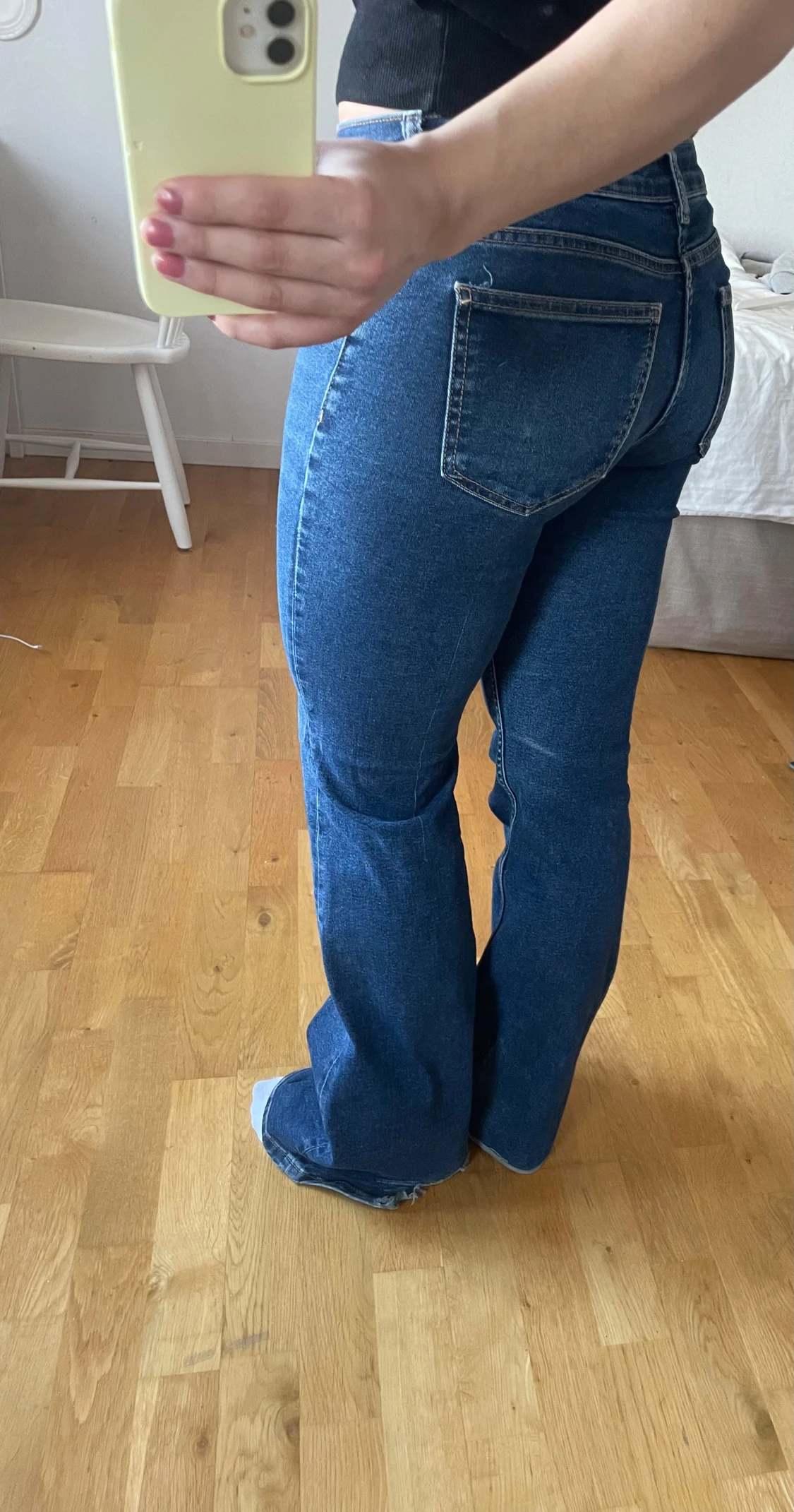 Blå bootcut jeans med låg midja - 2