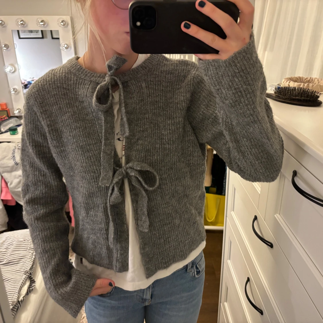 Grå stickad kofta från Object - 1