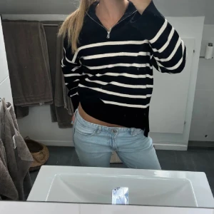 Randig zip tröja - Säljer denna tröja från Zara, använd enbart fåtal  gånger. Kontakta vid frågor eller intresse❣️