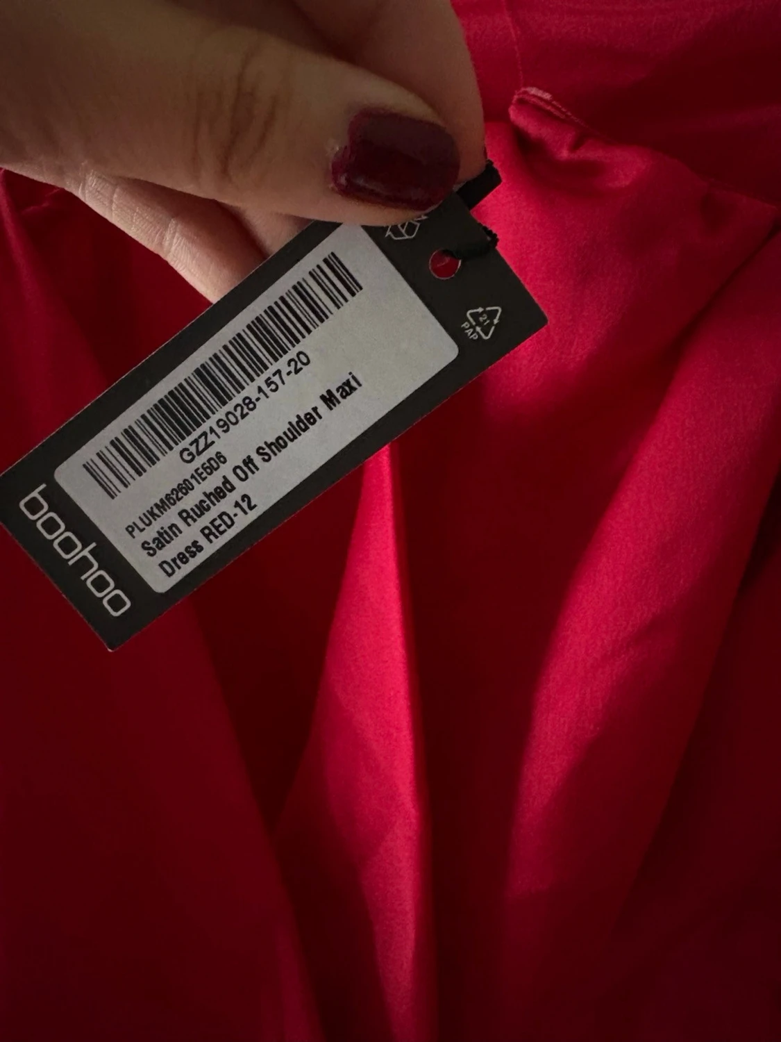 Röd offshoulder långklänning - 5