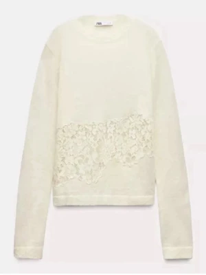 Vit långärmad tröja med spets från Zara - Vit tröja från Zara 