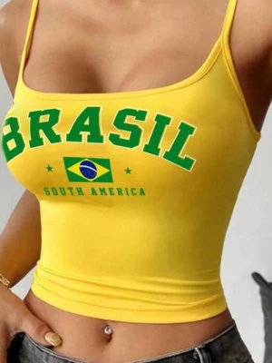 Gul Brasil topp - Oanvänd🐝