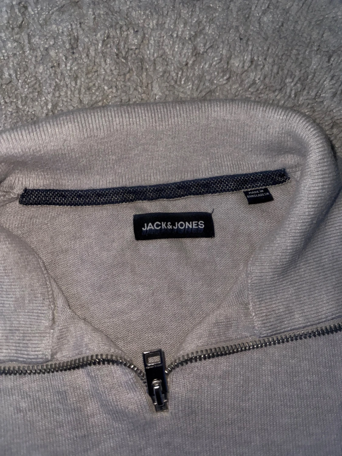 Ljusgrå half zip/q zip tröja Jack & Jones - 1
