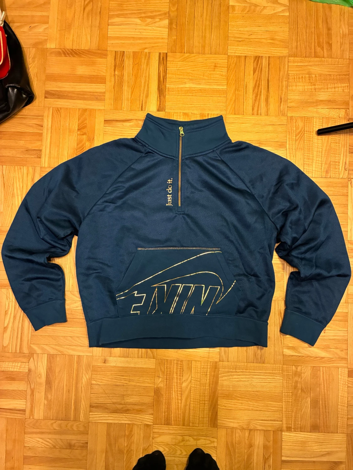 Marinblå Nike half zip sweatshirt S