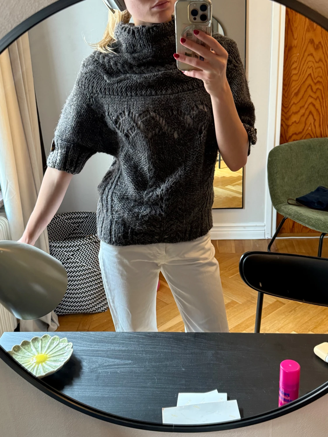 Mörkgrå stickad tröja med knappar från Just Cavalli - 1