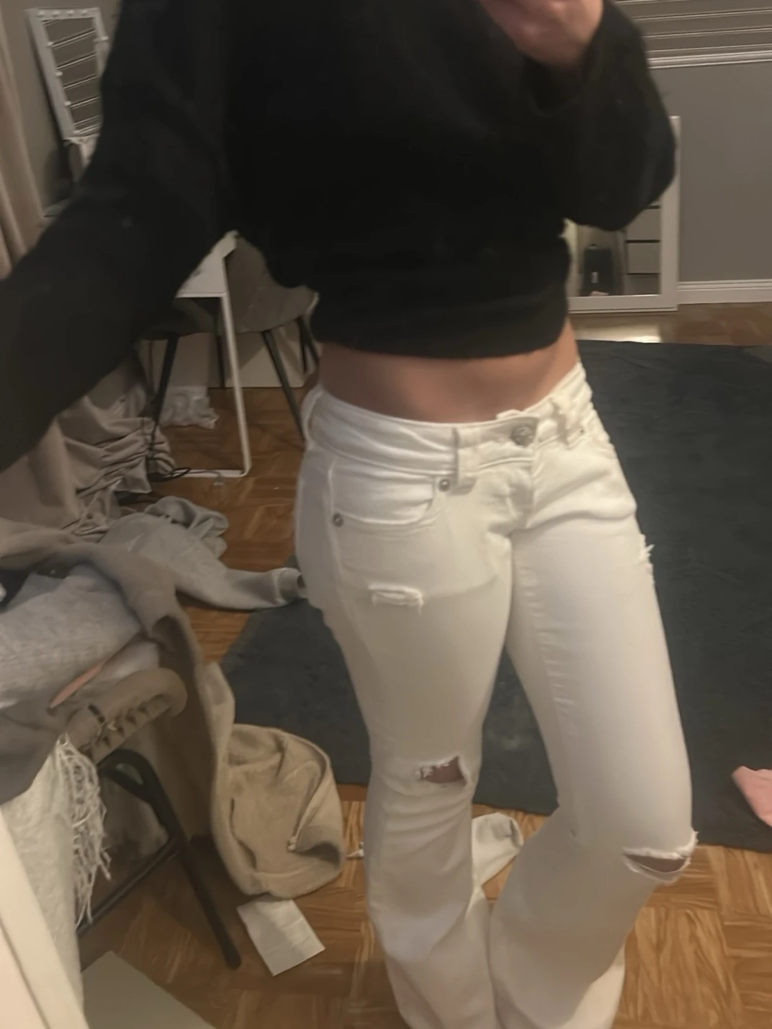 Vita bootcut lowwaist jeans från Gina Tricot XS